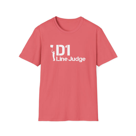 D1 Line Judge T-Shirt | Softstyle Tee for Sports Enthusiasts, Perfect for Game Days, Coaches, Referees, Sports Events, Gifting