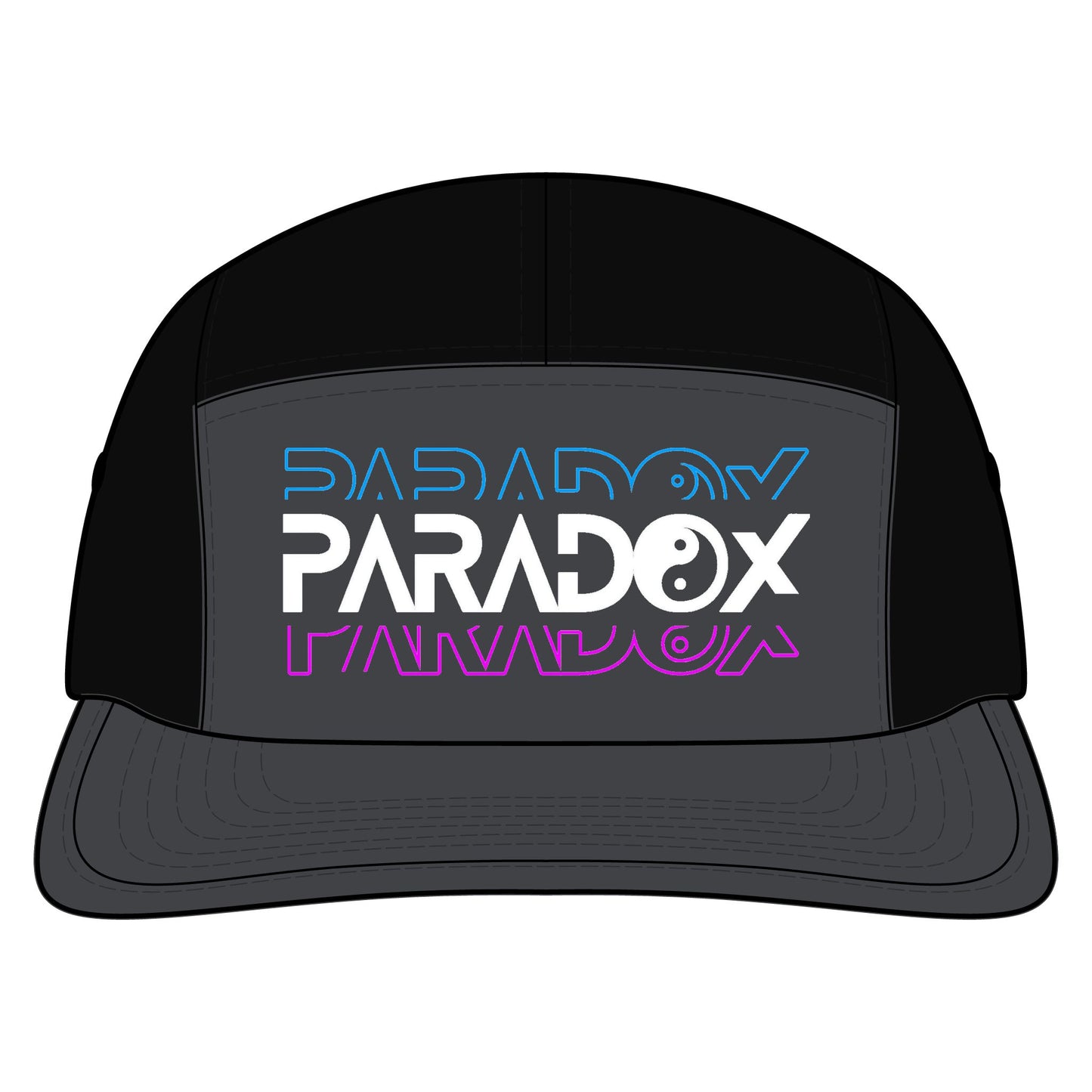 Paradox Retro Logo Nylon Cap — Two-Tone Black & Gray Streetwear Hat