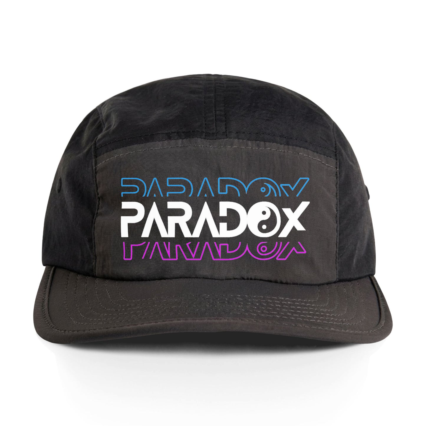 Paradox Retro Logo Nylon Cap — Two-Tone Black & Gray Streetwear Hat