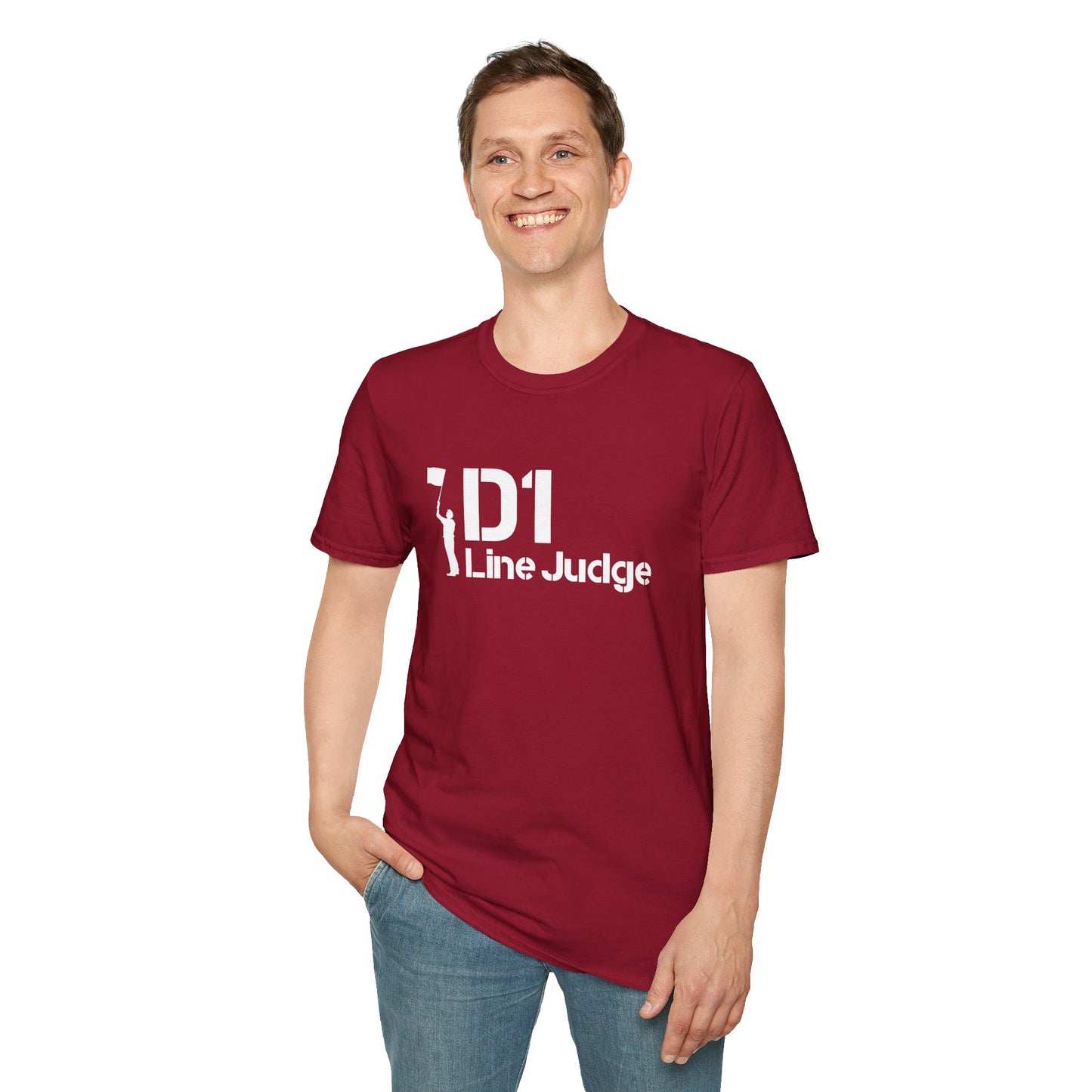 D1 Line Judge T-Shirt | Softstyle Tee for Sports Enthusiasts, Perfect for Game Days, Coaches, Referees, Sports Events, Gifting