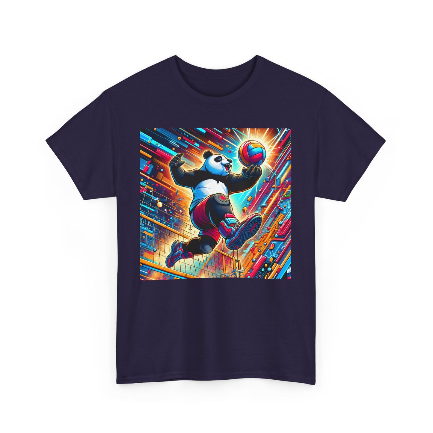 Dynamic Panda Graphic Tee, Unisex Heavy Cotton T-Shirt, Athletic Wear, Fun Gift for Kids, Sporty Casual Style, Playful Design
