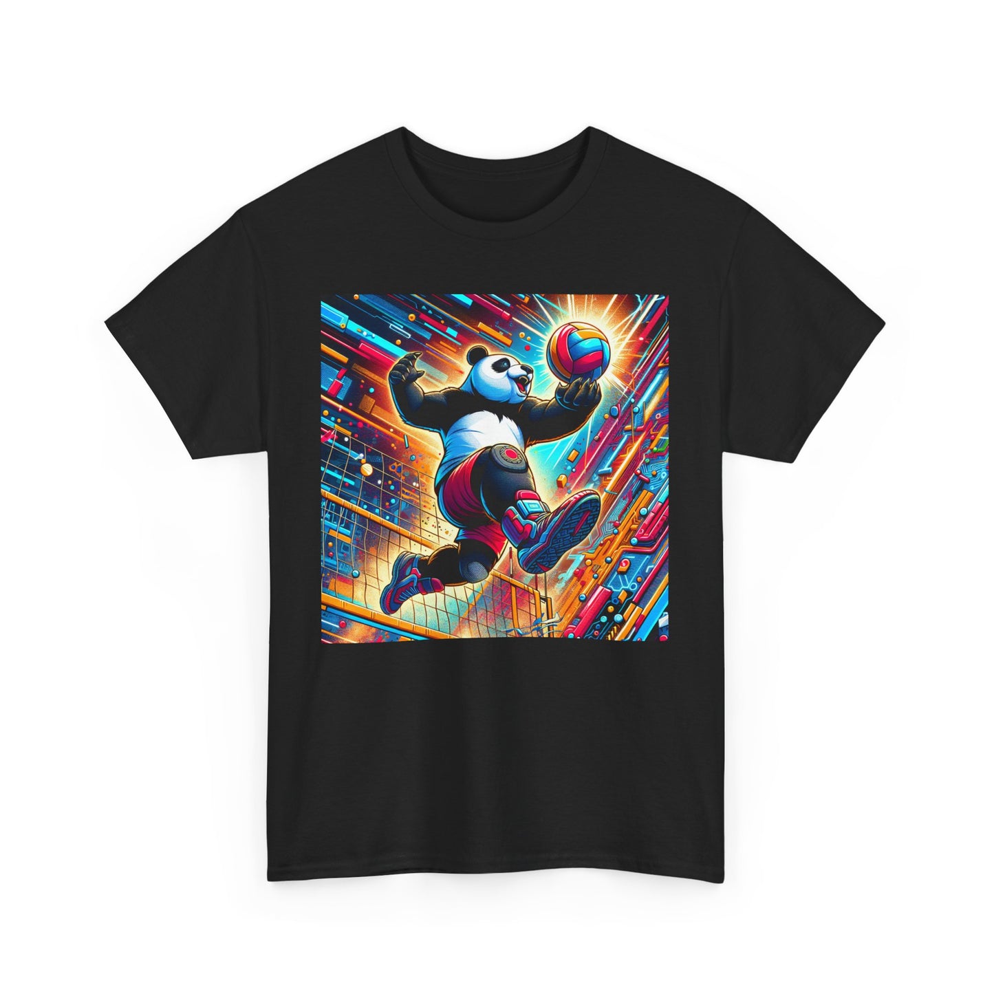 Dynamic Panda Graphic Tee, Unisex Heavy Cotton T-Shirt, Athletic Wear, Fun Gift for Kids, Sporty Casual Style, Playful Design