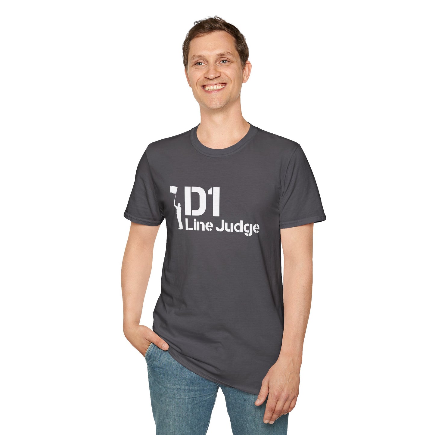 D1 Line Judge T-Shirt | Softstyle Tee for Sports Enthusiasts, Perfect for Game Days, Coaches, Referees, Sports Events, Gifting