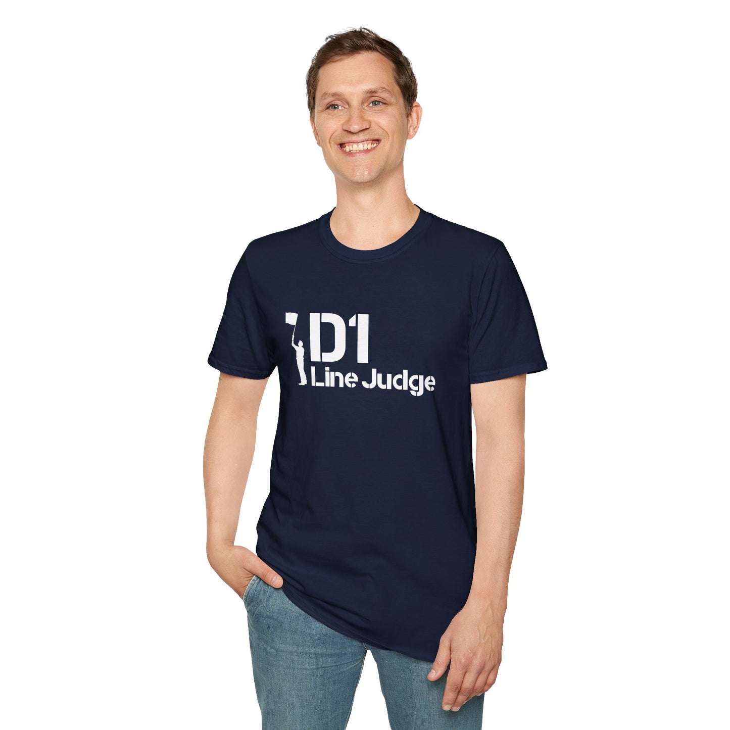 D1 Line Judge T-Shirt | Softstyle Tee for Sports Enthusiasts, Perfect for Game Days, Coaches, Referees, Sports Events, Gifting