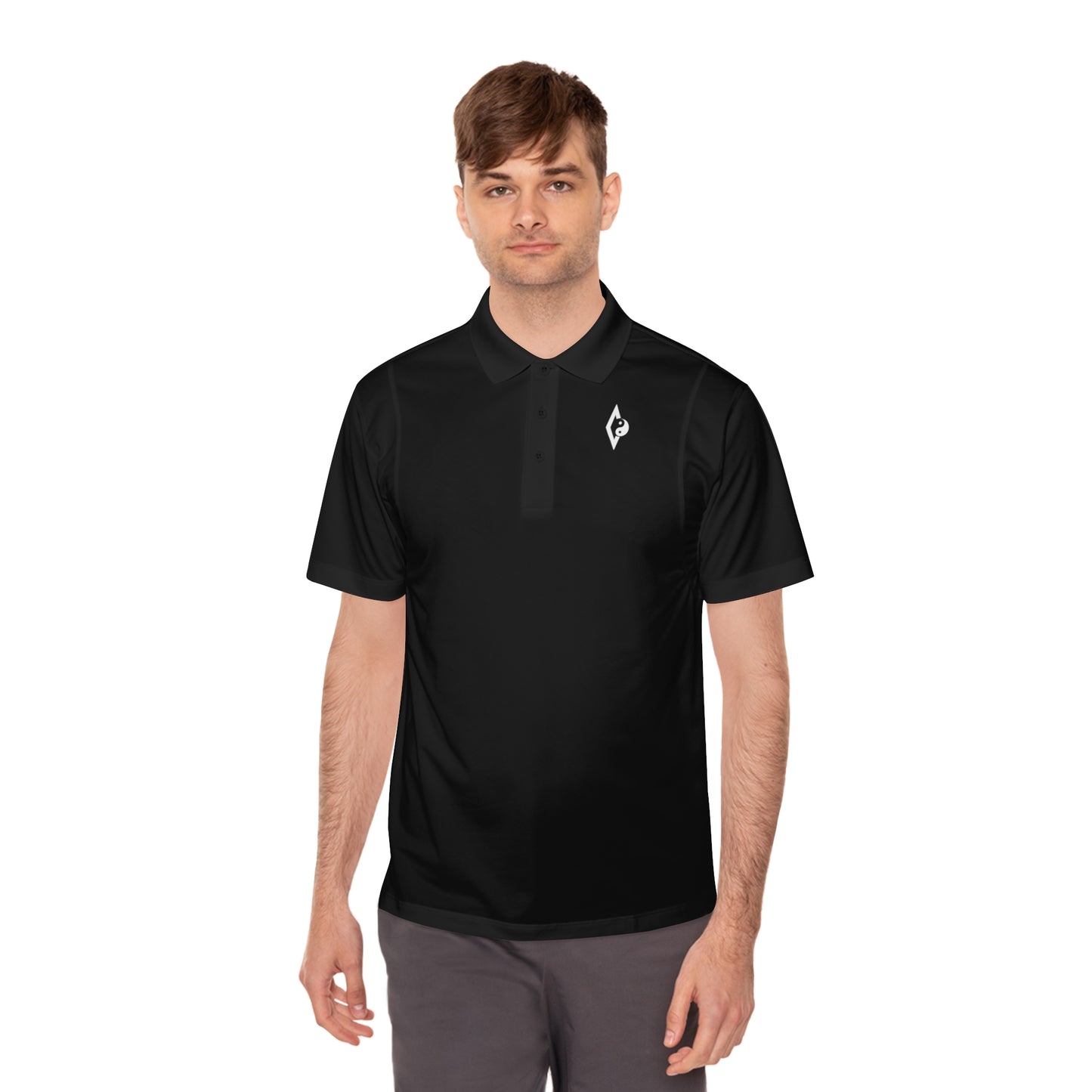 Men's Sport Polo Shirt - Support Boy's Volleyball with our unique and subtle logo