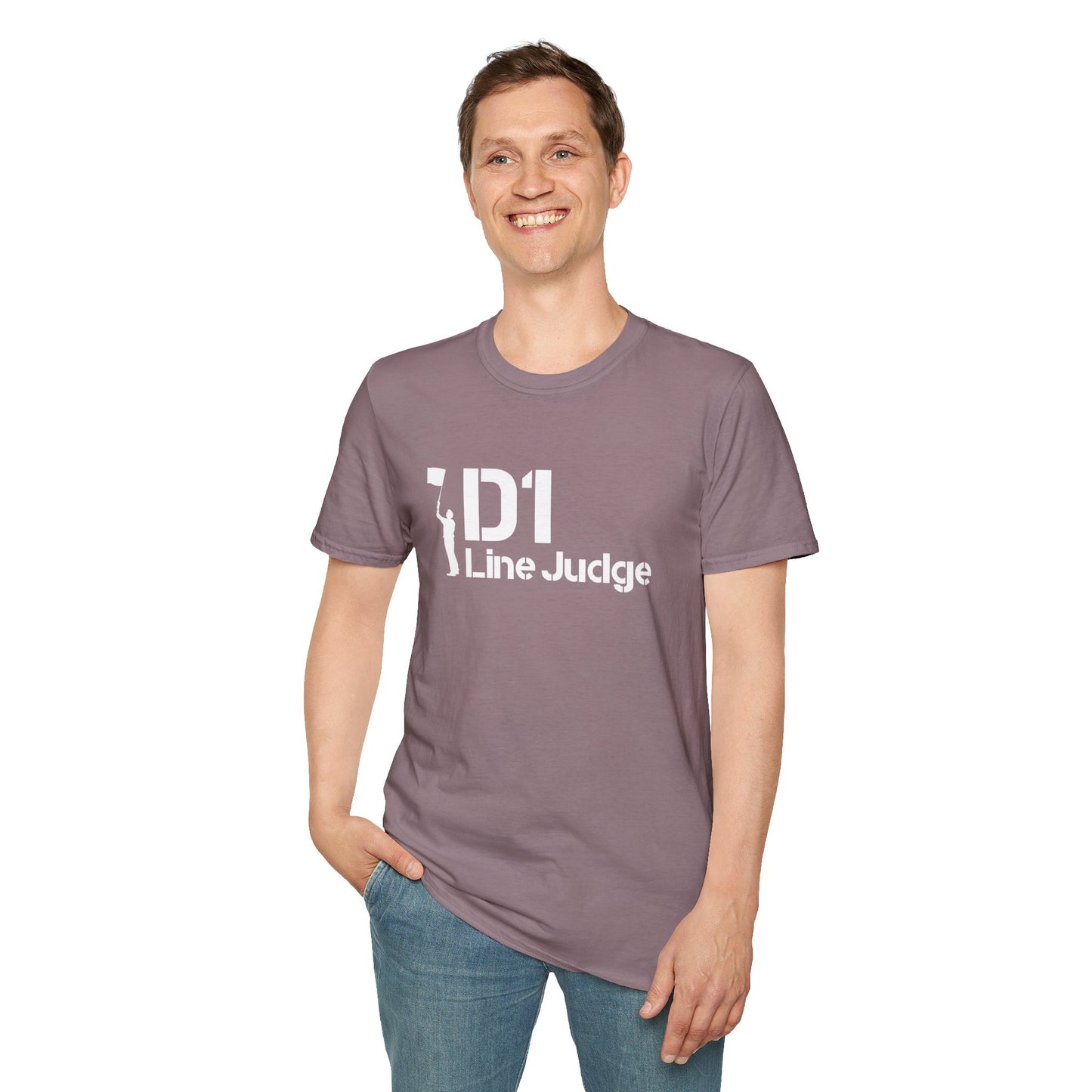 D1 Line Judge T-Shirt | Softstyle Tee for Sports Enthusiasts, Perfect for Game Days, Coaches, Referees, Sports Events, Gifting