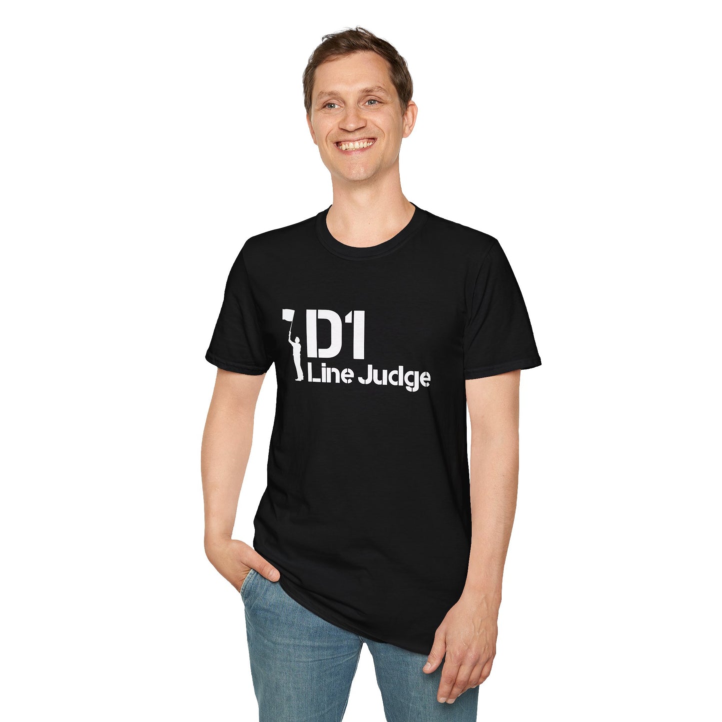 D1 Line Judge T-Shirt | Softstyle Tee for Sports Enthusiasts, Perfect for Game Days, Coaches, Referees, Sports Events, Gifting