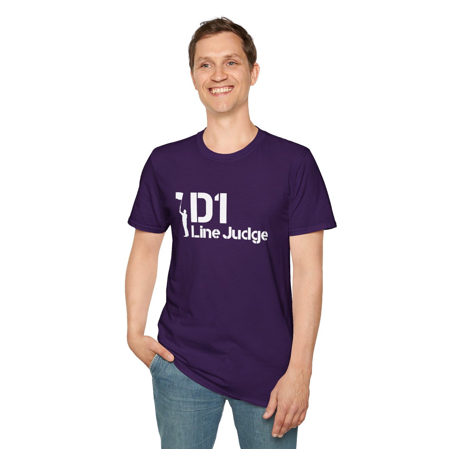 D1 Line Judge T-Shirt | Softstyle Tee for Sports Enthusiasts, Perfect for Game Days, Coaches, Referees, Sports Events, Gifting
