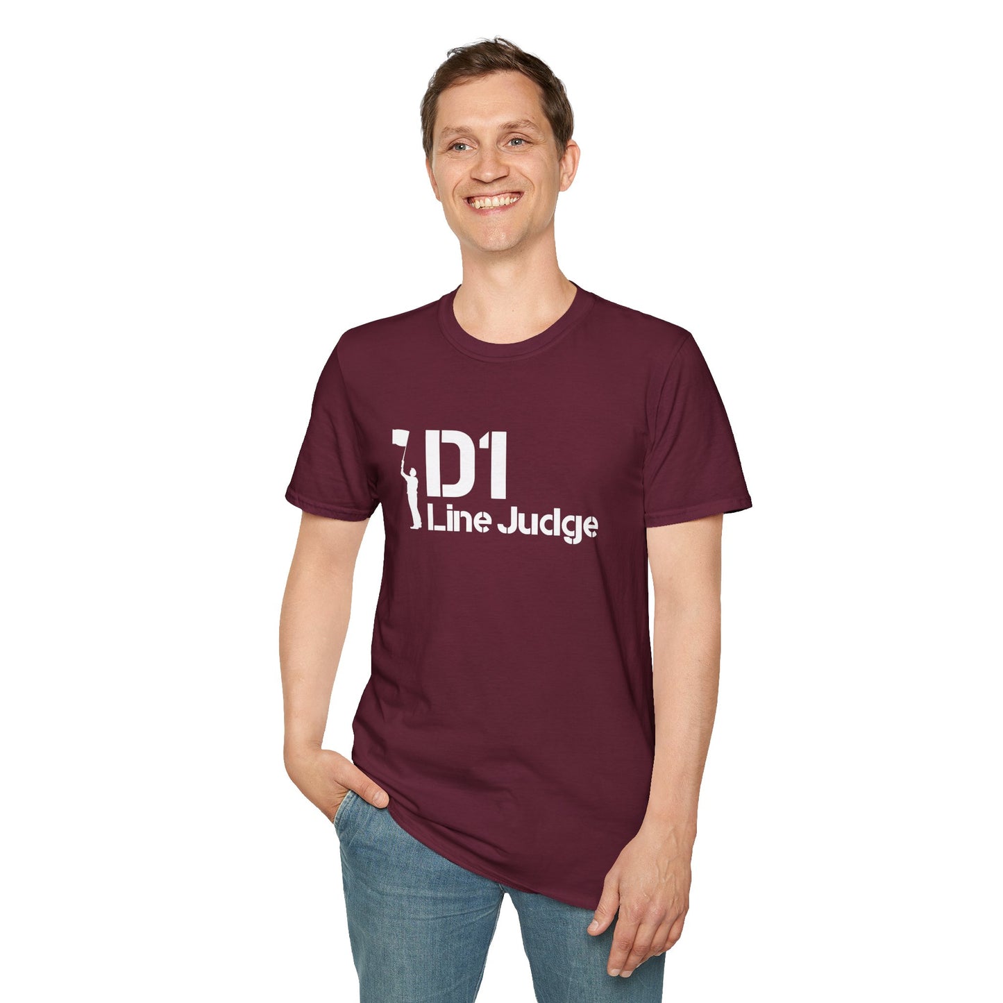 D1 Line Judge T-Shirt | Softstyle Tee for Sports Enthusiasts, Perfect for Game Days, Coaches, Referees, Sports Events, Gifting