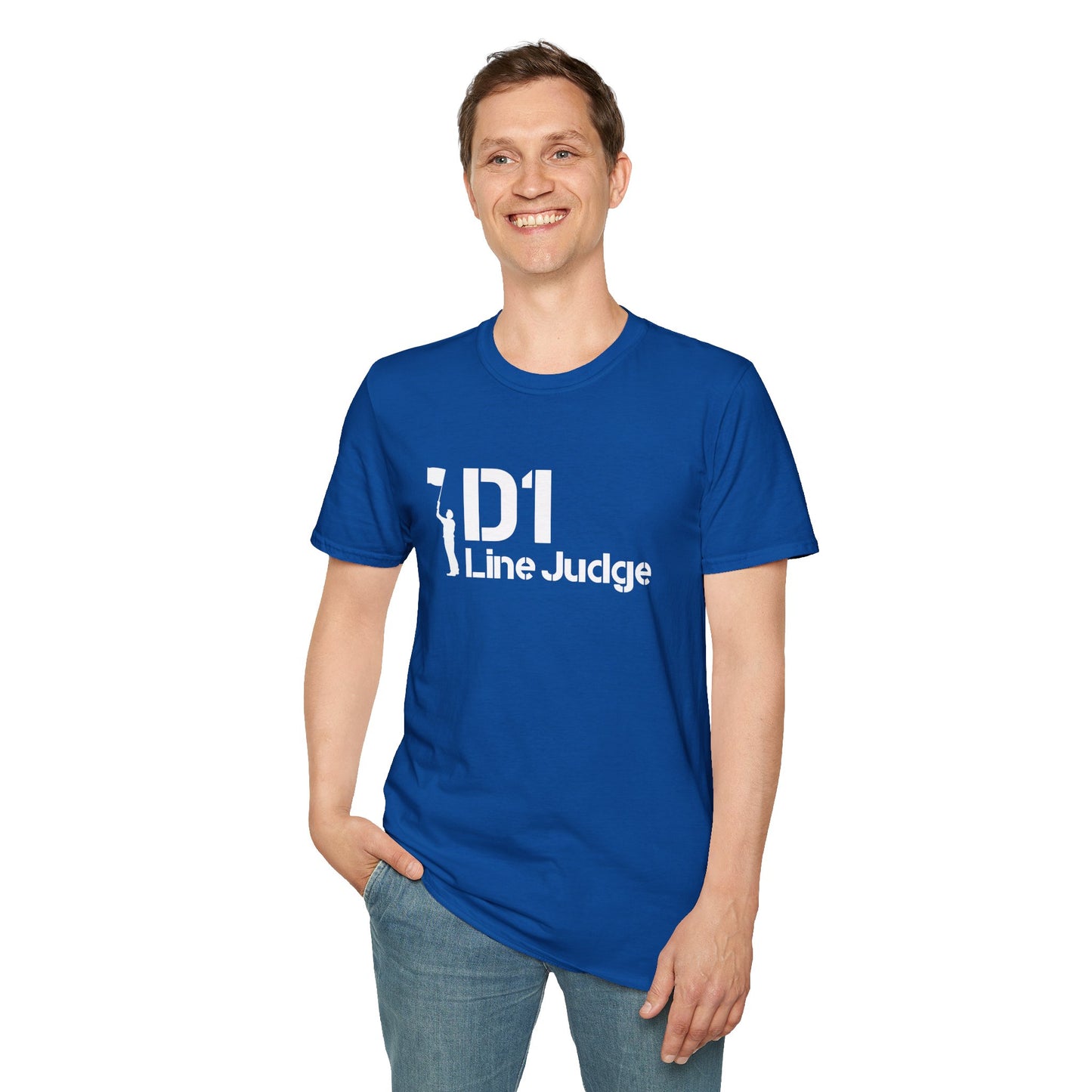 D1 Line Judge T-Shirt | Softstyle Tee for Sports Enthusiasts, Perfect for Game Days, Coaches, Referees, Sports Events, Gifting
