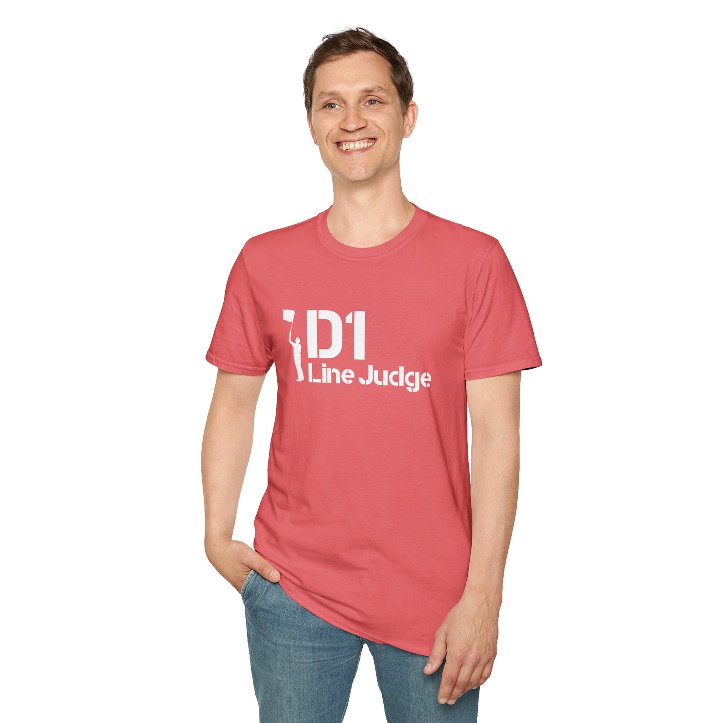 D1 Line Judge T-Shirt | Softstyle Tee for Sports Enthusiasts, Perfect for Game Days, Coaches, Referees, Sports Events, Gifting