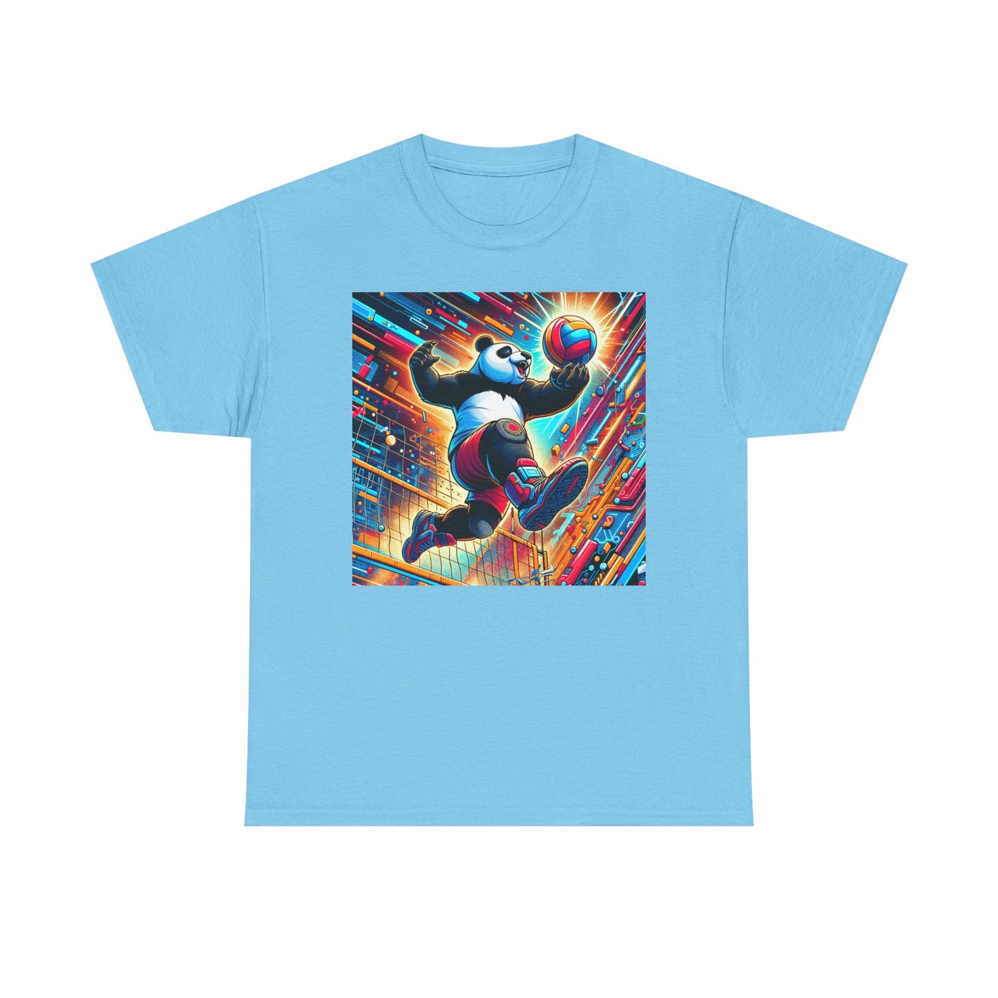 Dynamic Panda Graphic Tee, Unisex Heavy Cotton T-Shirt, Athletic Wear, Fun Gift for Kids, Sporty Casual Style, Playful Design