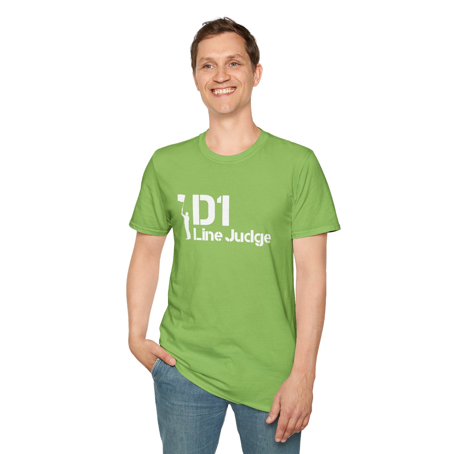 D1 Line Judge T-Shirt | Softstyle Tee for Sports Enthusiasts, Perfect for Game Days, Coaches, Referees, Sports Events, Gifting