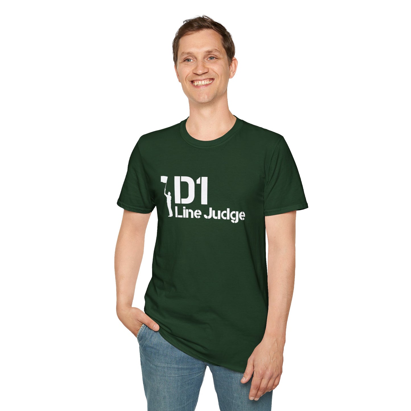 D1 Line Judge T-Shirt | Softstyle Tee for Sports Enthusiasts, Perfect for Game Days, Coaches, Referees, Sports Events, Gifting