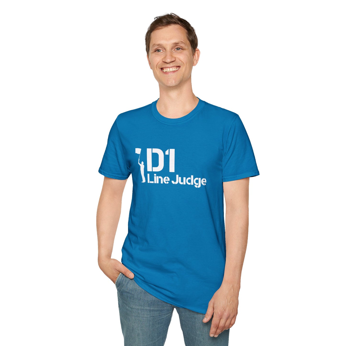 D1 Line Judge T-Shirt | Softstyle Tee for Sports Enthusiasts, Perfect for Game Days, Coaches, Referees, Sports Events, Gifting